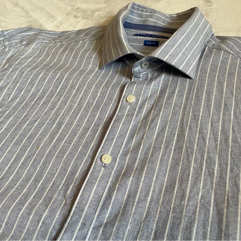 Vince Camuto Mens Long Sleeve Slim Fit Button Up Dress Shirt Size 17 32/33